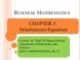 Lecture Business mathematics - Chapter 3: Simultaneous equations